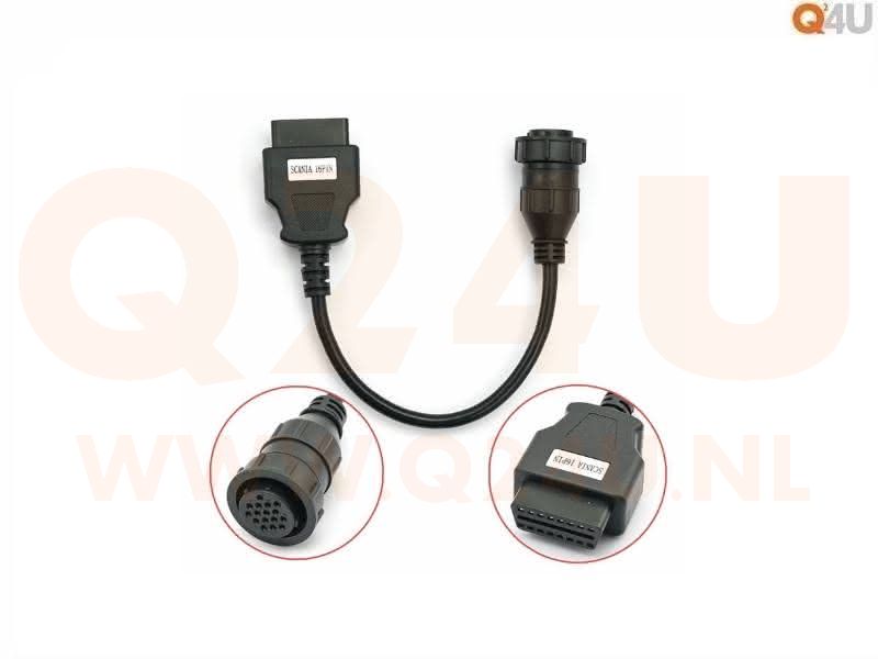 Verloopkabel OBD - OBD2 16 pin (rond) naar 16 pin voor Daf en Scania