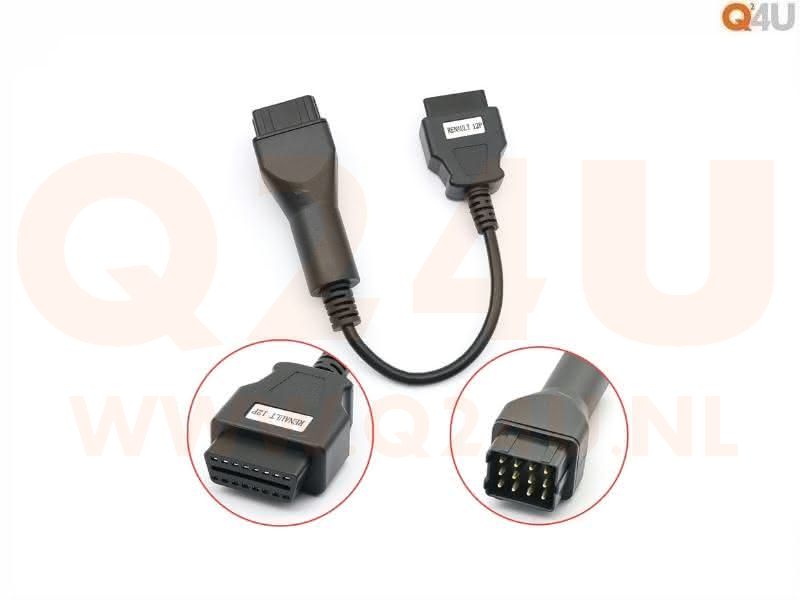 Verloopkabel OBD - OBD2 12 pin naar 16 pin voor Renault