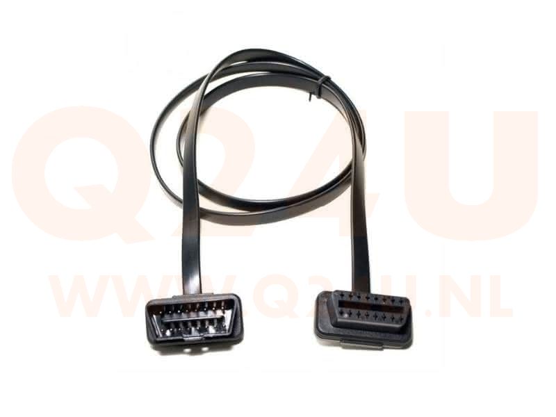 OBD2 verlengkabel 16 pins Male - Female, platte kabel 60 cm (full pin)