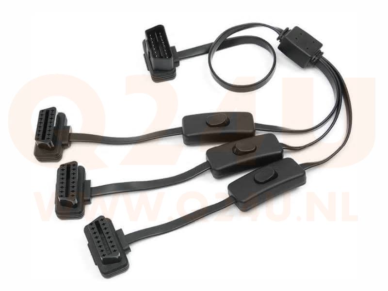 OBD2 kabel 1x Male naar -3x Female, met schakelaar