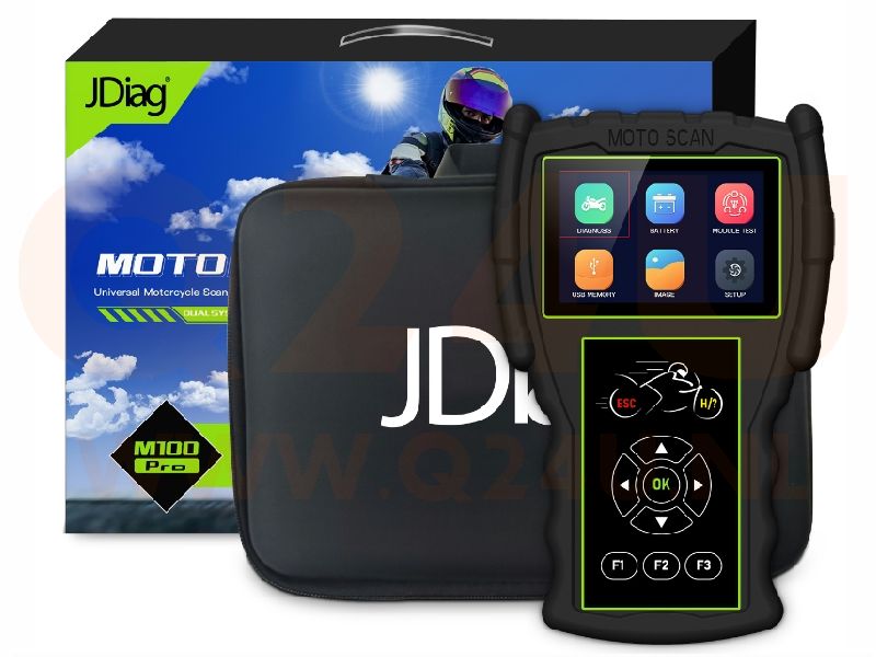 Jdiag M100 pro motorbike – scooter diagnose scanner met diverse verloopkabels